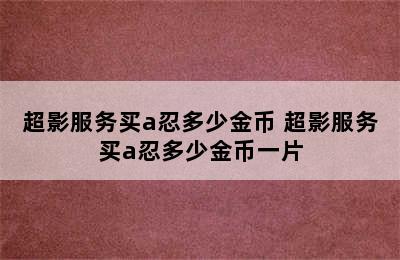 超影服务买a忍多少金币 超影服务买a忍多少金币一片